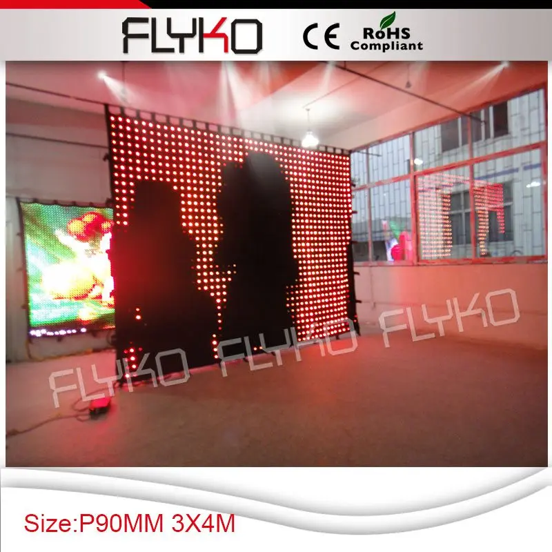 

p9 4x3m transparent stage decoration curtain rgb full color led video screen