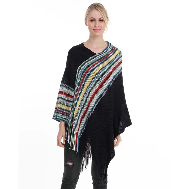 New Arrive Fashion Women Poncho Tassel Sweater Plaid Stripe Pulloer Kintted Women Sweaters And Pullovers New Arrive Fashion Women Poncho Tassel Sweater Plaid Stripe Pulloer Kintted Women Sweaters And Pullovers