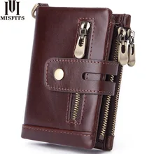 MISFITS vintage short wallet genuine cow leather men wallet coin pocket zipper small purse card holder brand portomonee for male MISFITS vintage short wallet genuine cow leather men wallet coin pocket zipper small purse card holder brand portomonee for male
