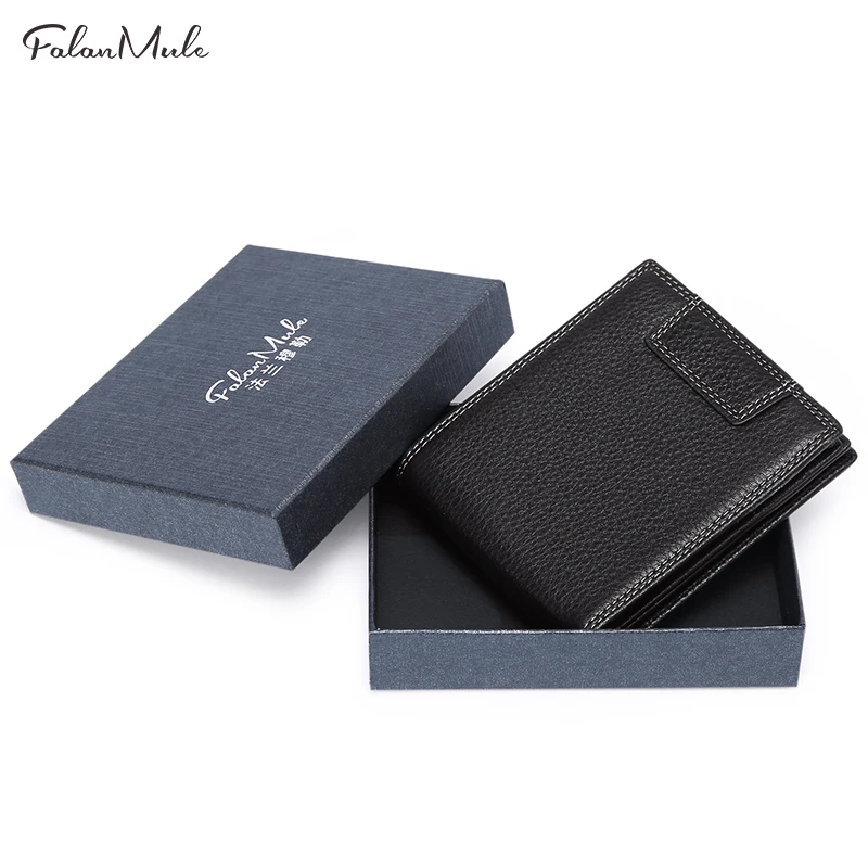 Falan Mule мужской тонкий гладкий Повседневный Двойные кошелек RFID 100% топ из