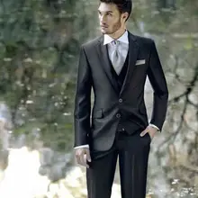 Пиджак+ брюки+ галстук+ жилет+ платки) черный формальный Для мужчин костюмы таможенные Made смокинги Нарядные Костюмы для свадьбы для Для мужчин Slim Fit Терно Для мужчин костюмы