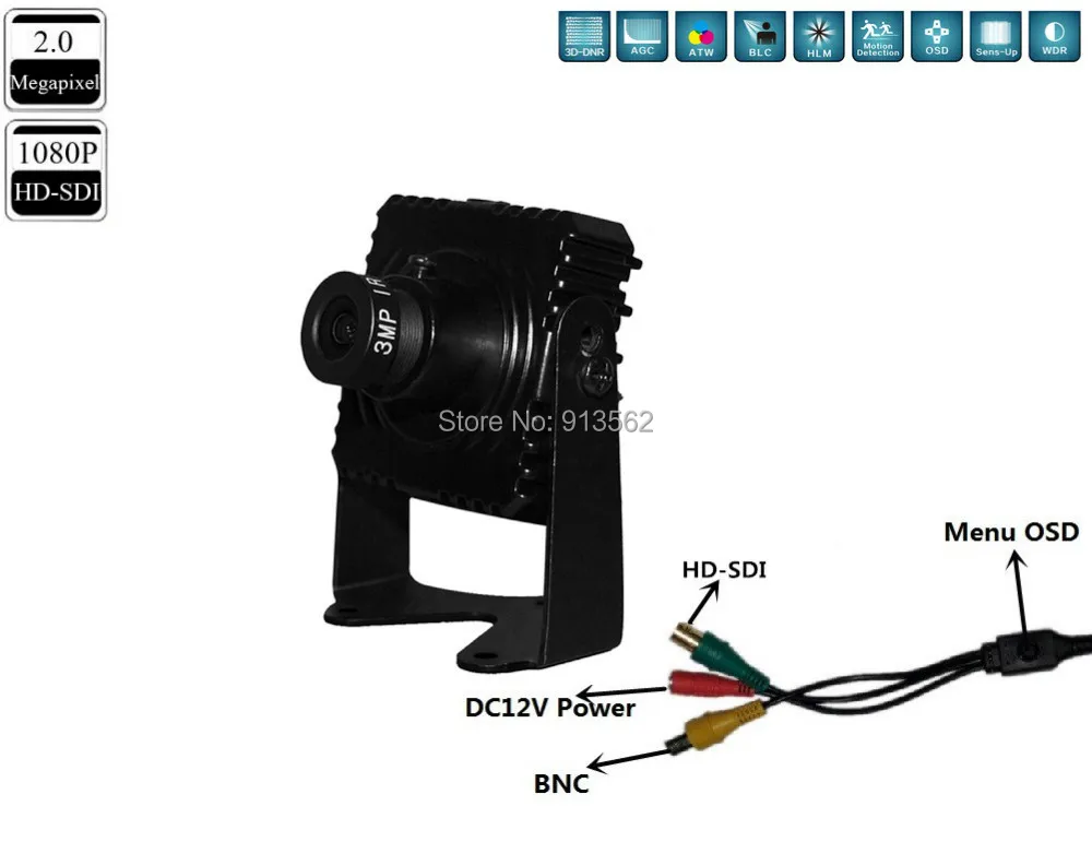 

Free Shipping:CCTV 1/2.8 Panasonic 2.1MP 1080P Full Lens 3.6MM HD SDI OSD Menu WDR Security Mini SDI Box Camera