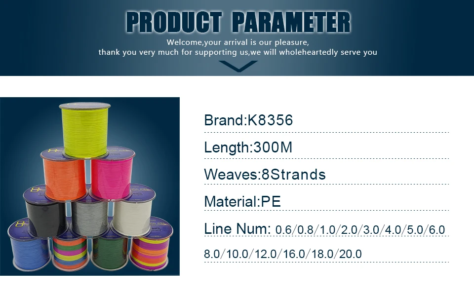 K8356 300 м/328 ярдов 8 стендов PE леска плетеная леска PE многофиламентная леска супер прочная высокое качество 13-200LB