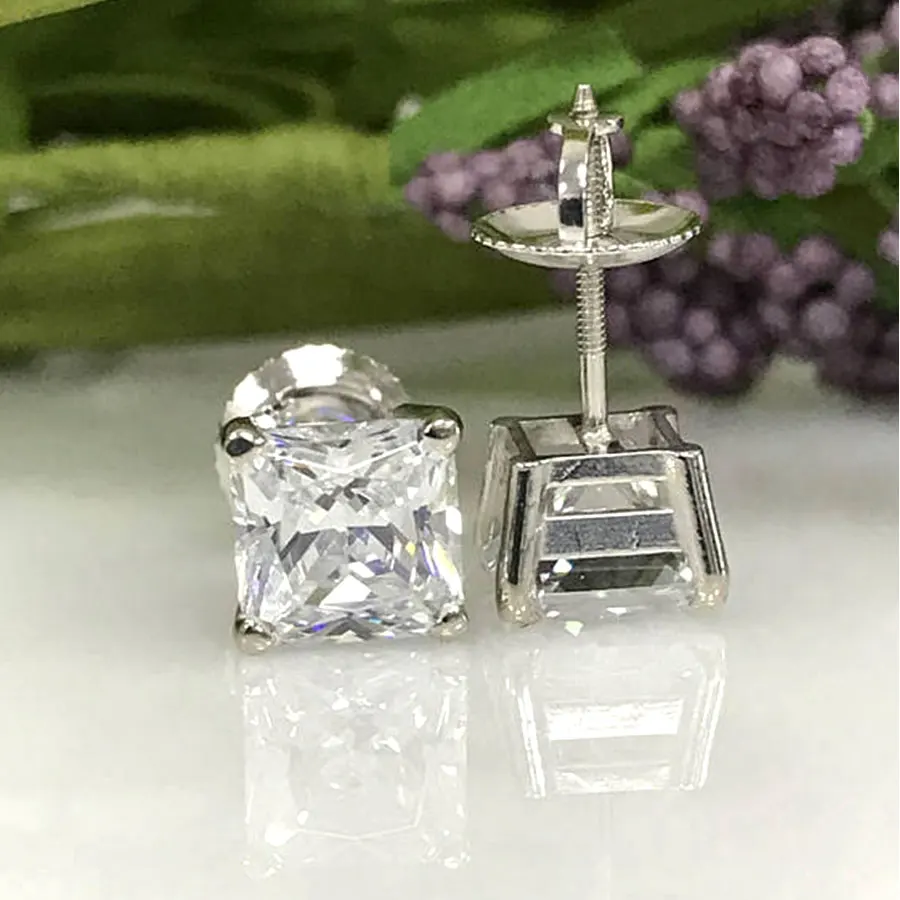 Серьги с муассантом 0 50 карат 5 мм пусеты бриллиантом 14 k белое золото|stud earrings|earrings