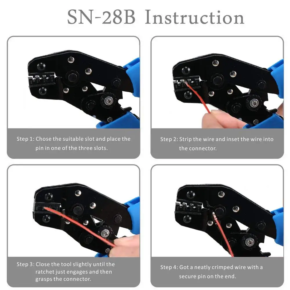 SN-28B Crimping Tool, Terminal Connector Ratcheting Wire Crimper Dupont Pin Compression Piler 2.54mm 3.96mm 28-18AWG 0.1-1.0MM - Image 4