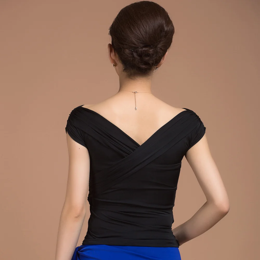 Топ женский для латиноамериканских танцев черный топ из ледяного шелка ча сальсы