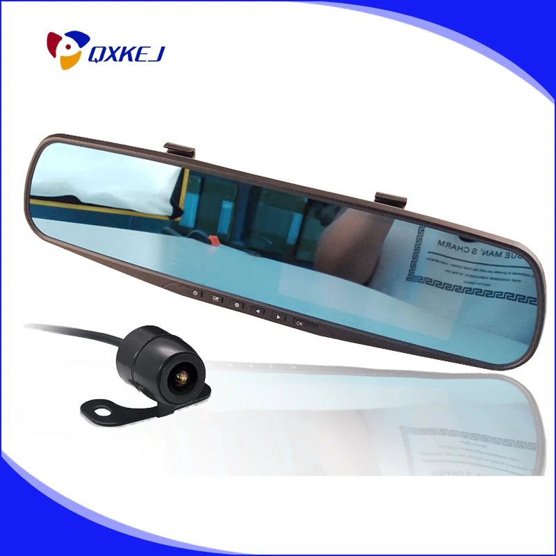 

2016 New Tachograph HD 4.3" LCD Dual Lens Video Dash Cam Recorder Car Camera DVR 3 In 1 Rearview Mirror Front Car Dvrs