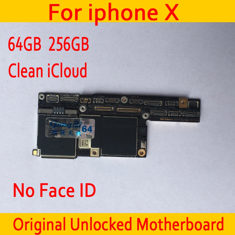 

64GB 256GB for iphone X Motherboard without Face ID,Original unlocked for iphone X Mainboard with Free iCloud,100% Good Working