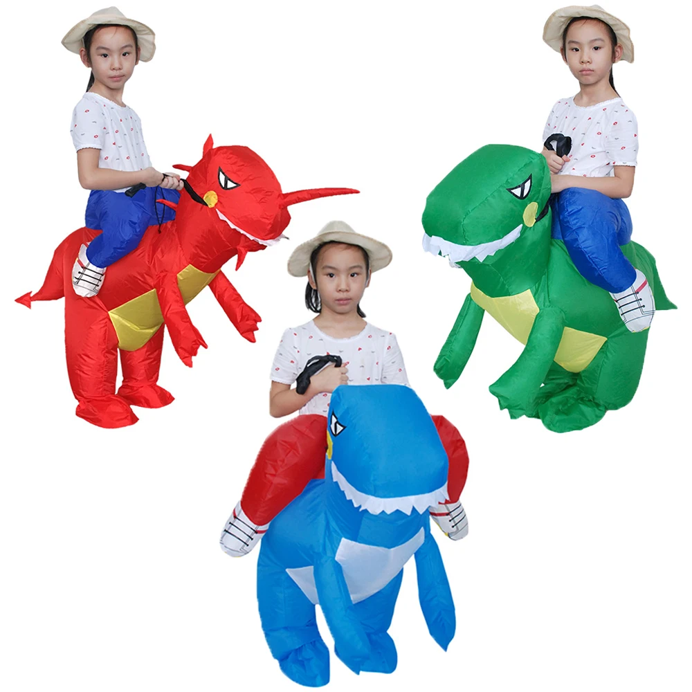 Children Inflatable Dinosaur Costume T-Rex Family Game with Kids Two Sizes Halloween Cosplay Costume Animal Dino Rider For Kids Children Inflatable Dinosaur Costume T-Rex Family Game with Kids Two Sizes Halloween Cosplay Costume Animal Dino Rider For Kids