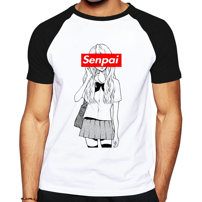 Мужская футболка из хлопка с японским аниме Senpai Girl Nerdy женская уличная Manga Waifu Kawaii