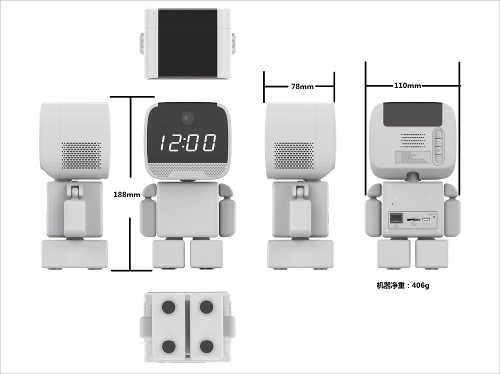  A380 Robot 960P Macchina Fotografica del IP di WIFI Orologio di Rete CCTV HD Baby Monitor di Contro