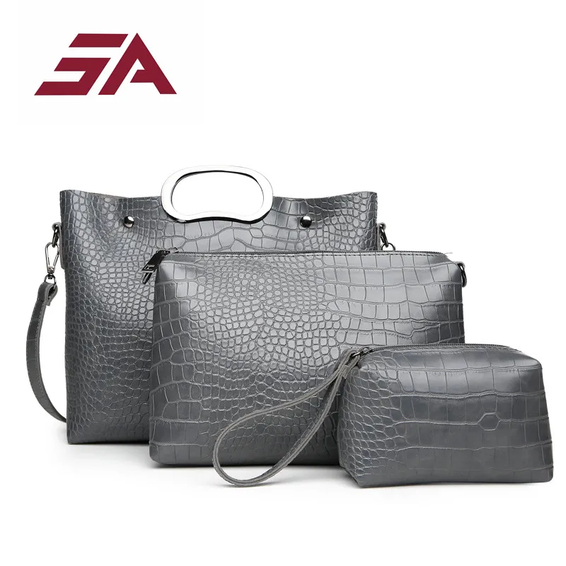 

SA Vintage Leather Bag Female large Women Handbag multifunction Shoulder Crossbody Bag luxury fashion top-handle bag purse 3 set