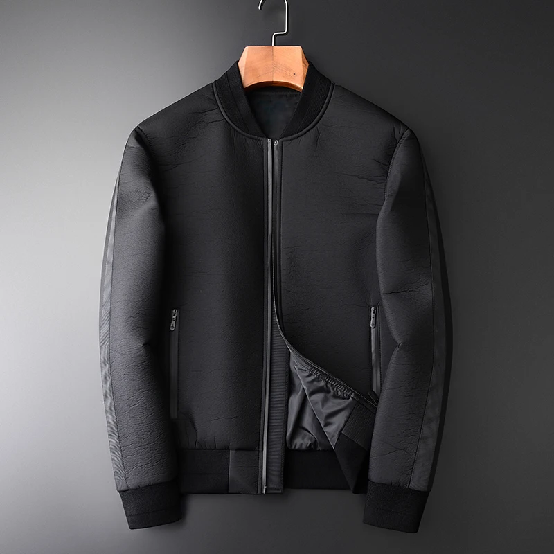 

Minglu Baseball Collar Male Jacket Autumn And Winter Trend Wrinkle Add Thick Mens Jackets And Coats Fashion Slim Fit Jackets Men