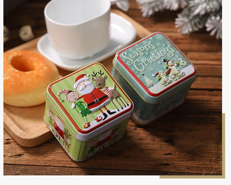 Taoup Metal Christmas Candy Boxes Santa Claus Home Decor for Christmas Gift Boxes Present Holder Bags Noel New Year Table Decor