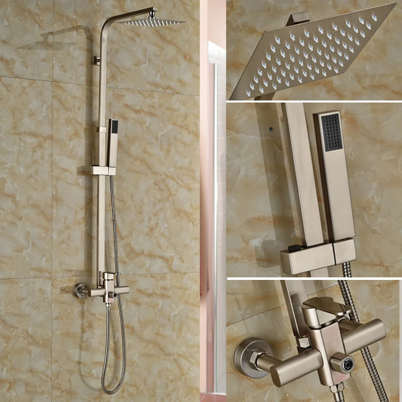 Luxury Brushed Nickel Shower Set Faucet Single Handle 8