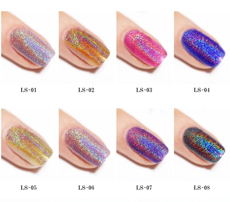 Contigo 7 мл Голографический лазерный лак с блеском для ногтей лак для ногтей 8 цветов Горячая Распродажа Сияющий женский лак для ногтей