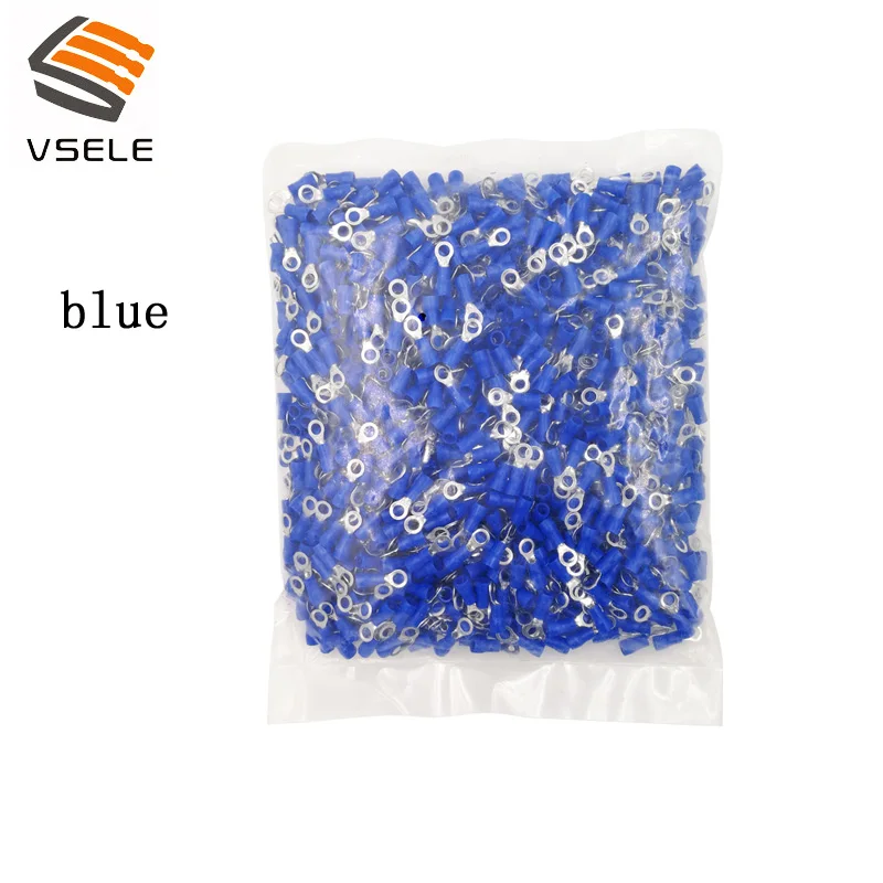 VSELE 1000 шт./упак. кольцо обжимной изоляции RV1.25-3 RV1.25-4 RV1.25-5 RV1.25-6 8 10 для 0,5-1.5mm2 провода Кабельный разъем - Цвет: blue