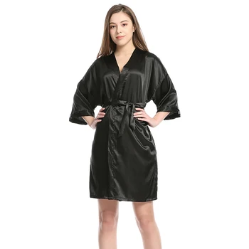 

Wedding Party Bride Bridesmaid Robes Sexy Lady Sleepwear 2020 Summer Kimono Bath Gown Silky Satin Nightgown Home Dress M-XXL