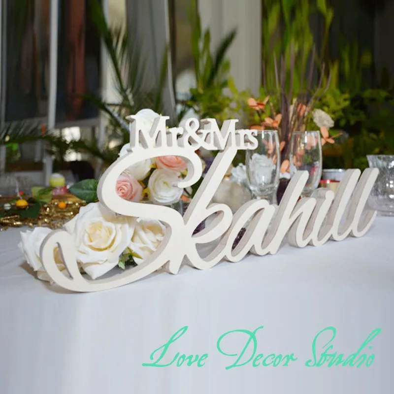 Custom whit gift letter Mr and Mrs LAST NAME, Wedding, Wedding Sign, Mr& Mrs Last Name Table Sign, Wedding Decor 6" tall