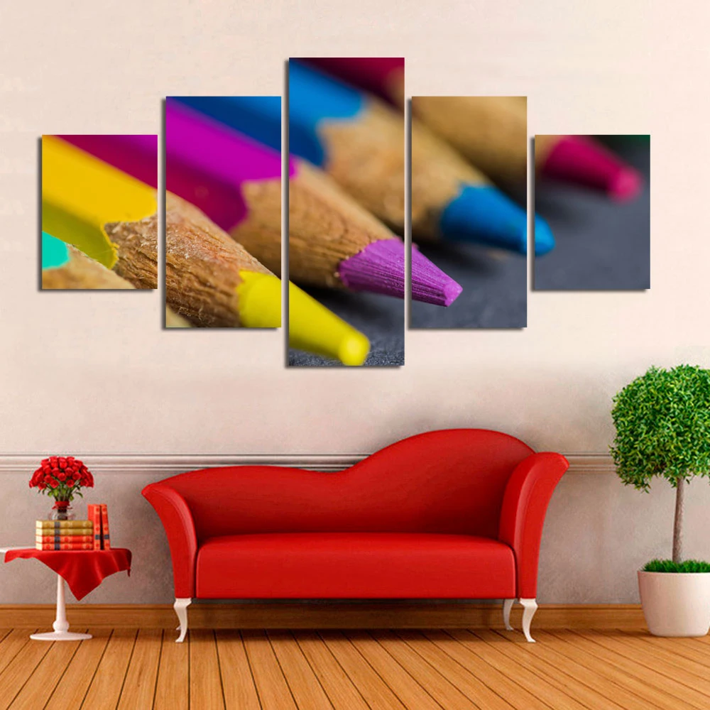 Canvas-HD-Prints-Home-Decor-Painting-Studio-Background-5-Pieces-Color-Pencils-Wall-Art-Modular-Framework (2)