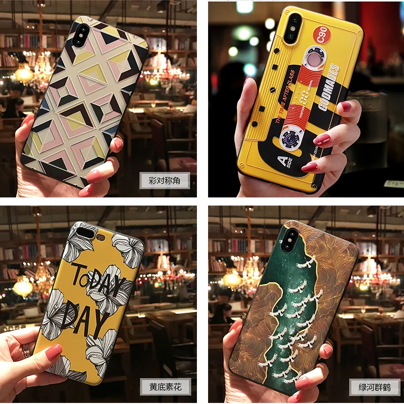 

3D Embossed Geometric Cartoon Case For iPhone X XR XS Max 6S 8 7 Plus For Samsung Galaxy J4 J6 Plus A3 A5 A6 A7 A8 A9 Star Cover