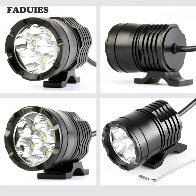 FADUIES Pair 60W Motorcycle Bicycle LED Fog lights Auxiliary driving Lamp Motorbike High Brightness 6000K White +Switch (2)