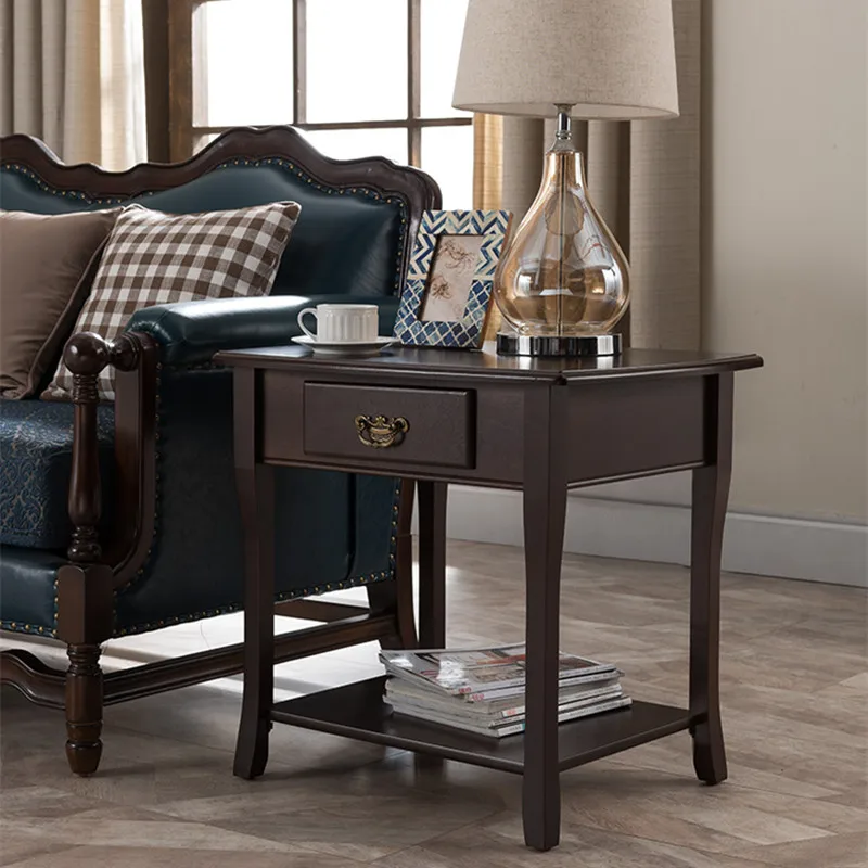 American solid wood side simple sofa cabinet table side cabinet mini corner coffee table square table living room side table American solid wood side simple sofa cabinet table side cabinet mini corner coffee table square table living room side table