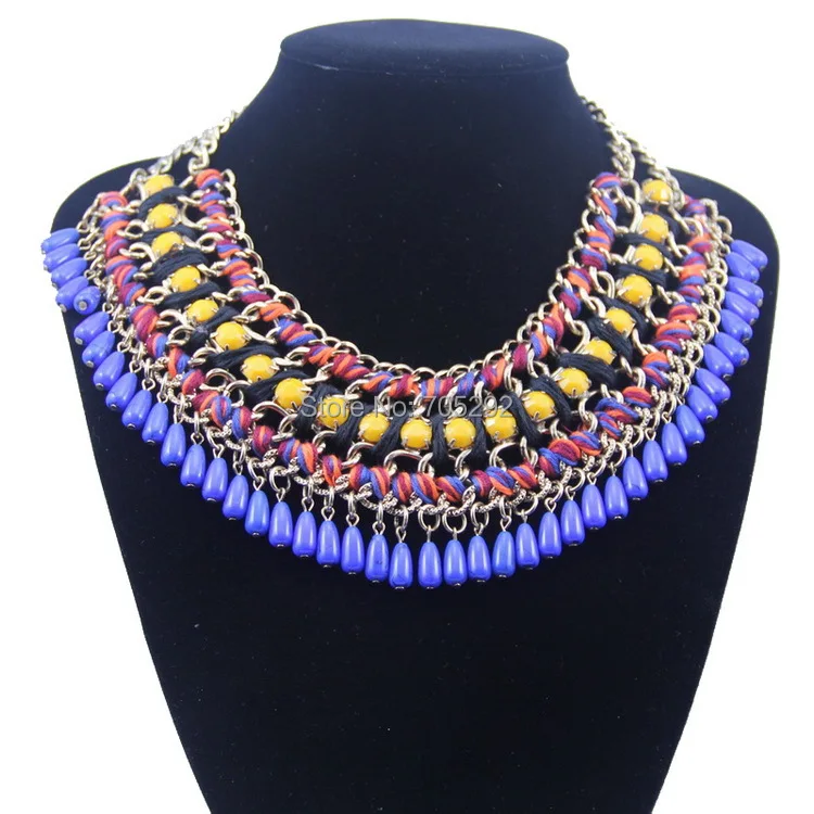 

New Hot Sale Luxury Multilayer Resin Necklace Pendant Charm Statement Necklace Choker Crystal Collar Necklace