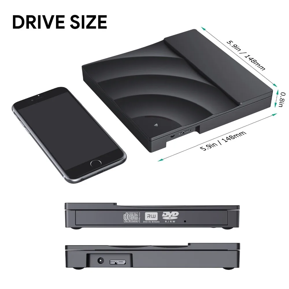  Unidad de DVD externa de alta velocidad USB 30 unidad de DVD para ordenador portátil de sobremesa D