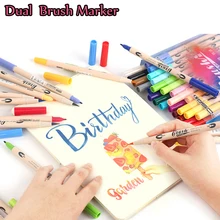 DS 6/12/24 Цвета набор кистей и ручек из-за мягкого и жесткий двойной маркеры щеток Handlettering чертёжное перо Fabricolor пуля журнал поставок