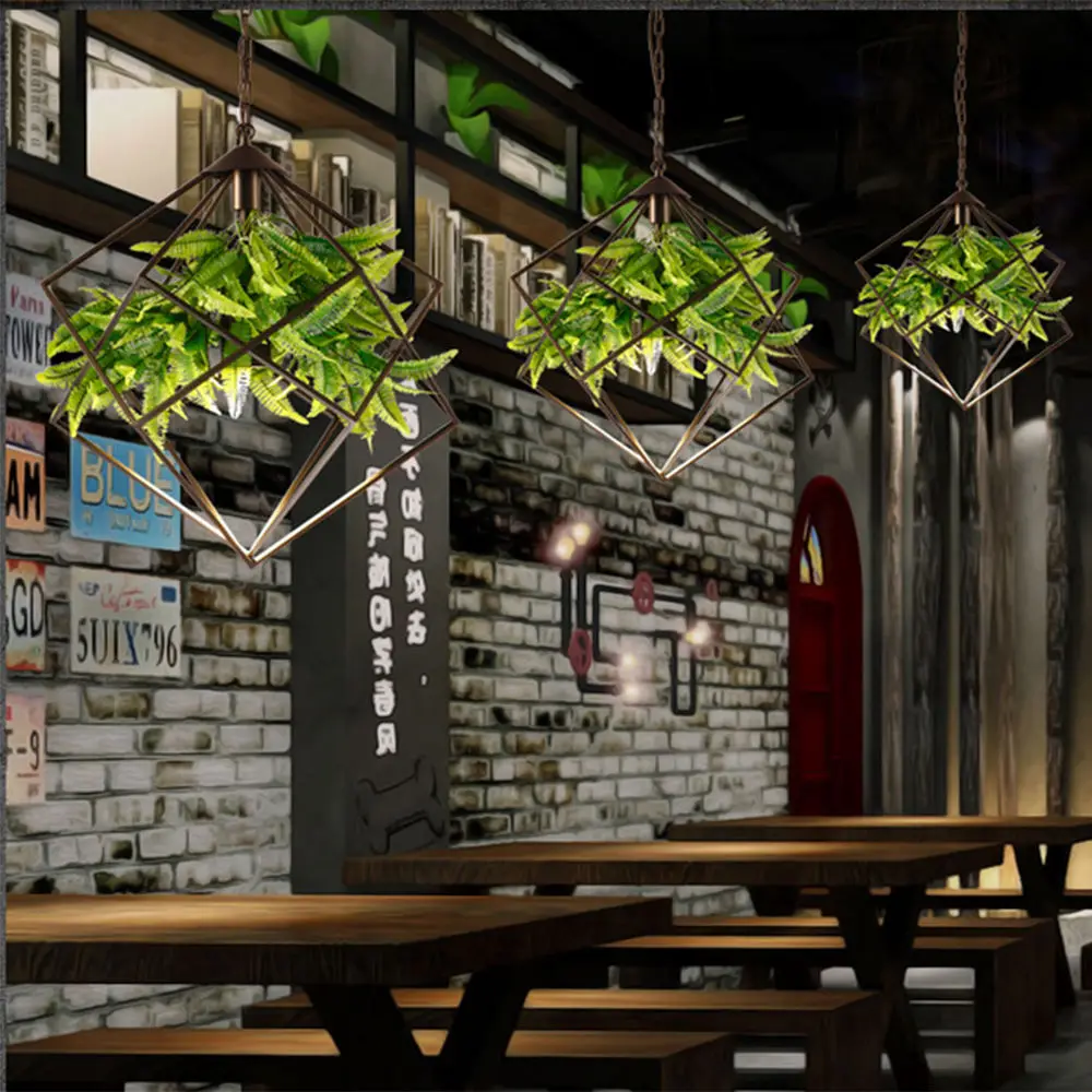 Us 20 9 5 Off Modern Bucolic Green Plants Hanging Fixture Chandeliers Balcony Ceiling Lamp Droplight Light Bedroom Reading Home Decor Gift In