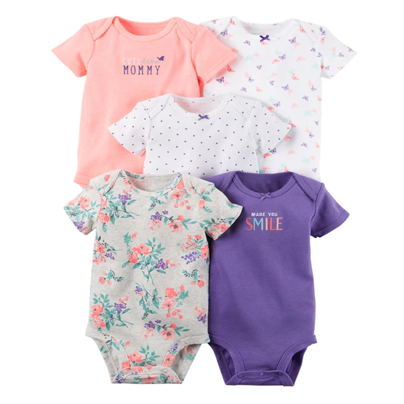 2017 Spring Autumn short Sleeve suit clothes 5pcs set Original bebes Baby Girl clothes set Newborn Bodysuit kids Clothing