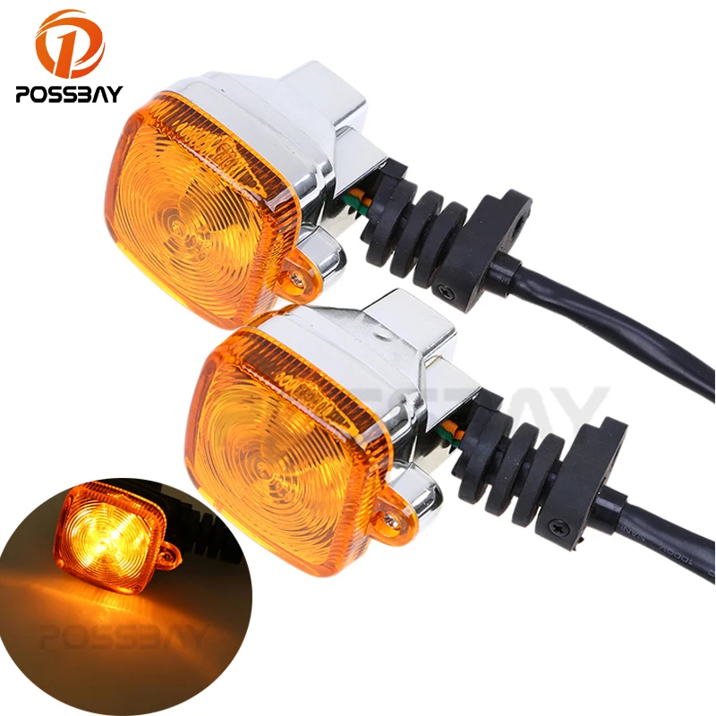 POSSBAY Universal Motorcycle Turn Signal Light Amber Indicator Lanp for