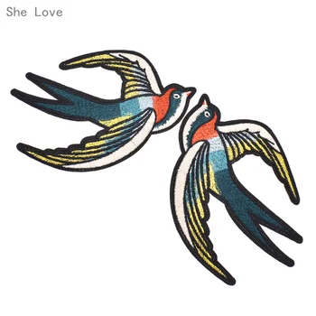

Chzimade 1 Pair Swallow Embroidered Patch Coat Jacket Jeans Decoration Motifs Applique Sew On