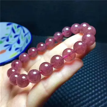 

FREE SHIPPING Natural Red Ice Strawberry Quartz Crystal Beads Bracelet 10.5-10mm AAA