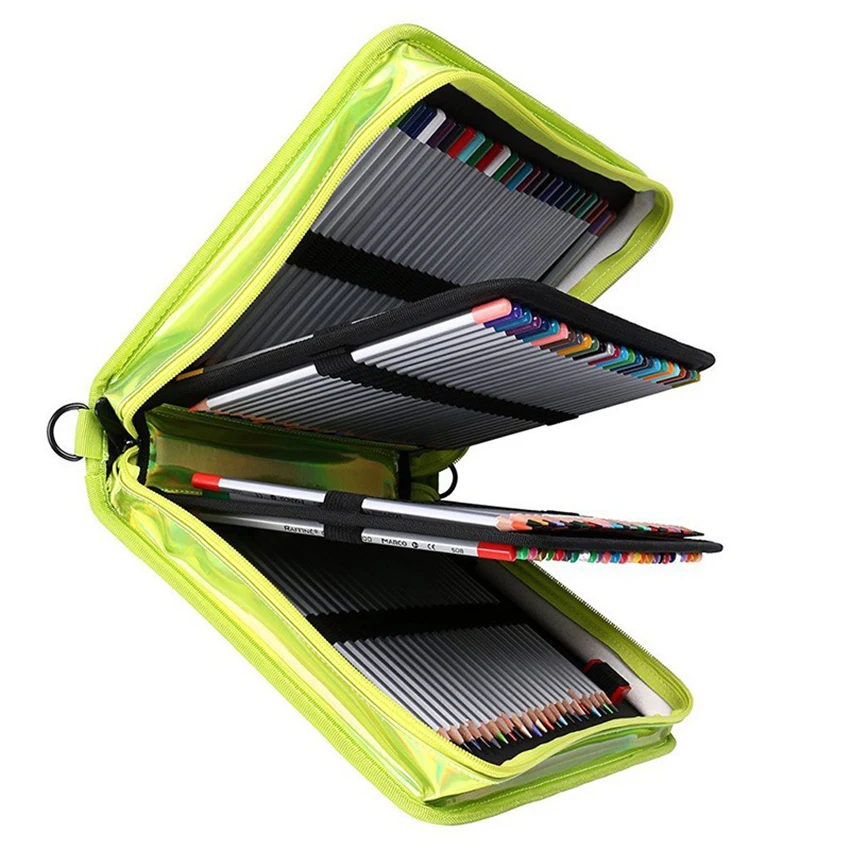 160 слотов Чехол-держатель для карандашей-лазерный ПВХ покрытие цветной большой емкости ручка органайзер для цветных карандашей цветные ручки и маркеры