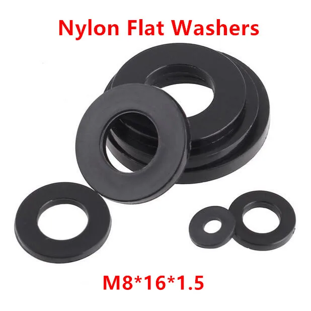 New Black Nylon Plastic Washer Gasket M8*16*1.5mm 