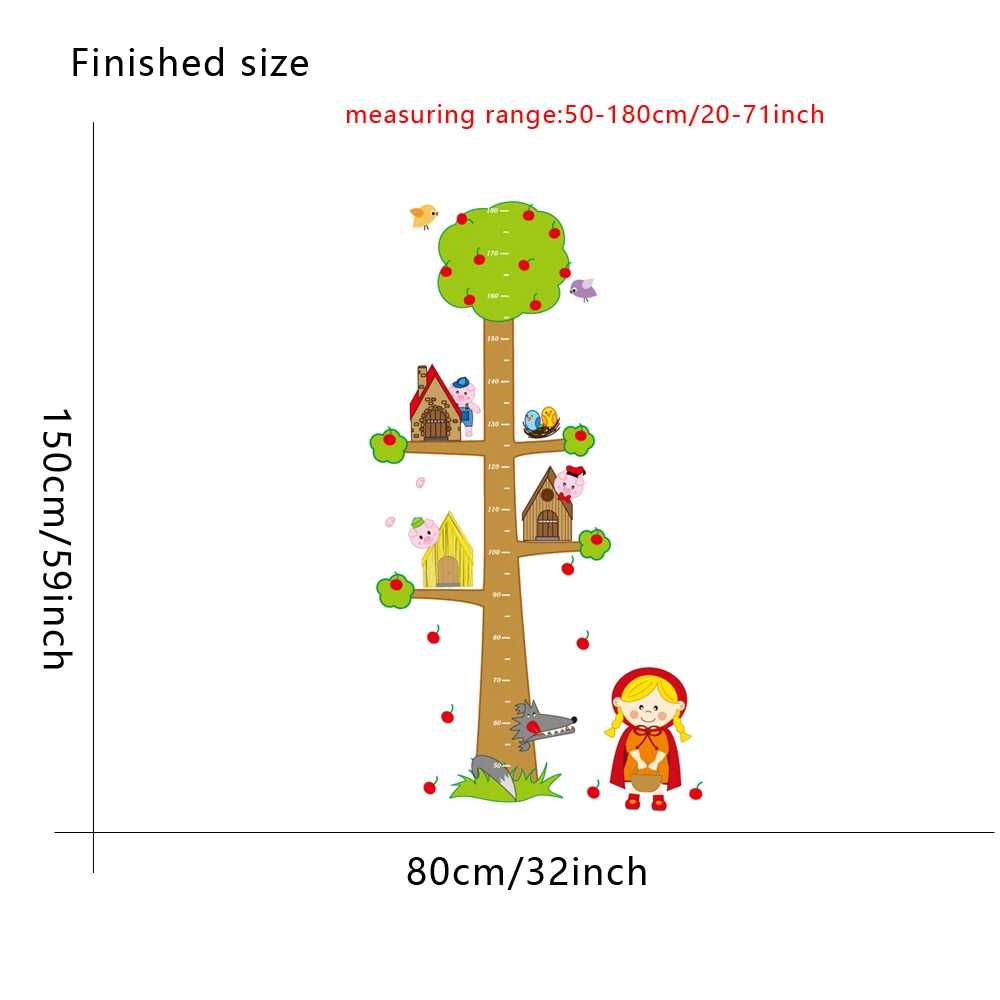 Cartoon Animals Apple Tree Height Measure Chart Wall Stickers for Kids room  Bedroom Kindergarten Eco friendly Vinyl Art Decals|Wall Stickers| -  AliExpress