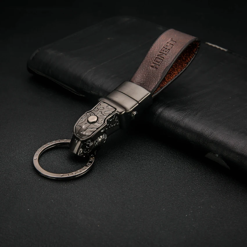 Brand HONEST High Grade Alloy Men Key Chain Car Key Ring Holder Keychains Jewelry Bag Pendant Genuine Leather Gift LED Function Brand HONEST High Grade Alloy Men Key Chain Car Key Ring Holder Keychains Jewelry Bag Pendant Genuine Leather Gift LED Function