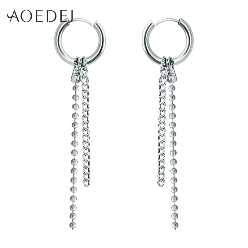 Серьги-кольца AOEDEJ в стиле хип-хоп корейские серьги с кисточками для женщин и