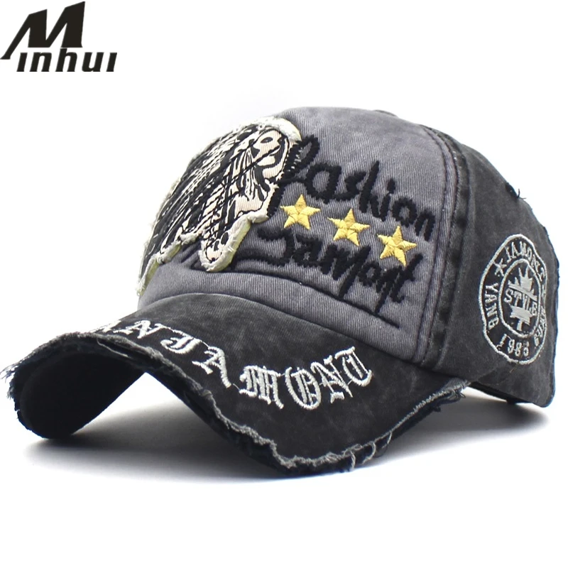 

Minhui Washed Cotton Snapback Hats for Men Women Embroidery Baseball Cap Gorras Casquette Letters Vintage Hat