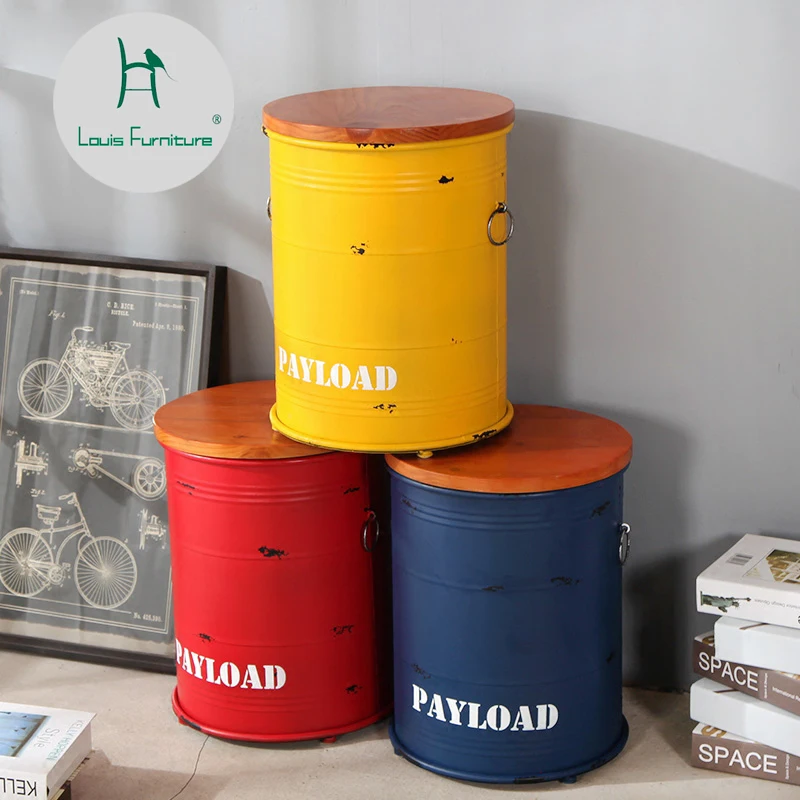 Louis Fashion Bar Stools Oil Barrel Paint Stand Round Iron Storage | Мебель