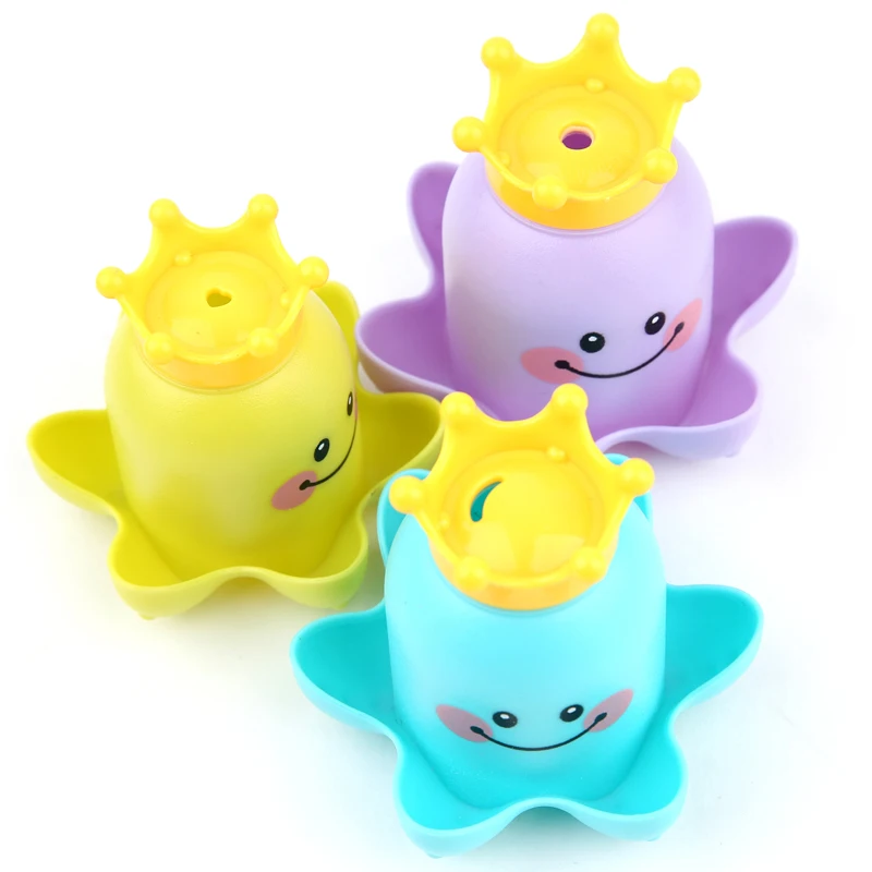 One Set/3 Pcs Creative Plastic Cartoon Animals Baby Bath Toys Lovely Stacking Cups Bath Time Baby Toy Funny Games Birthday Gifts