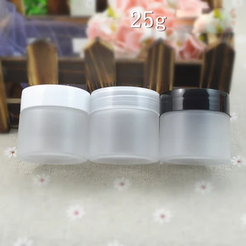 

50pcs 25G Frosted Plastic Cosmetic Jar PET Serum Bottle Plastic Cap Container with plastic Lid