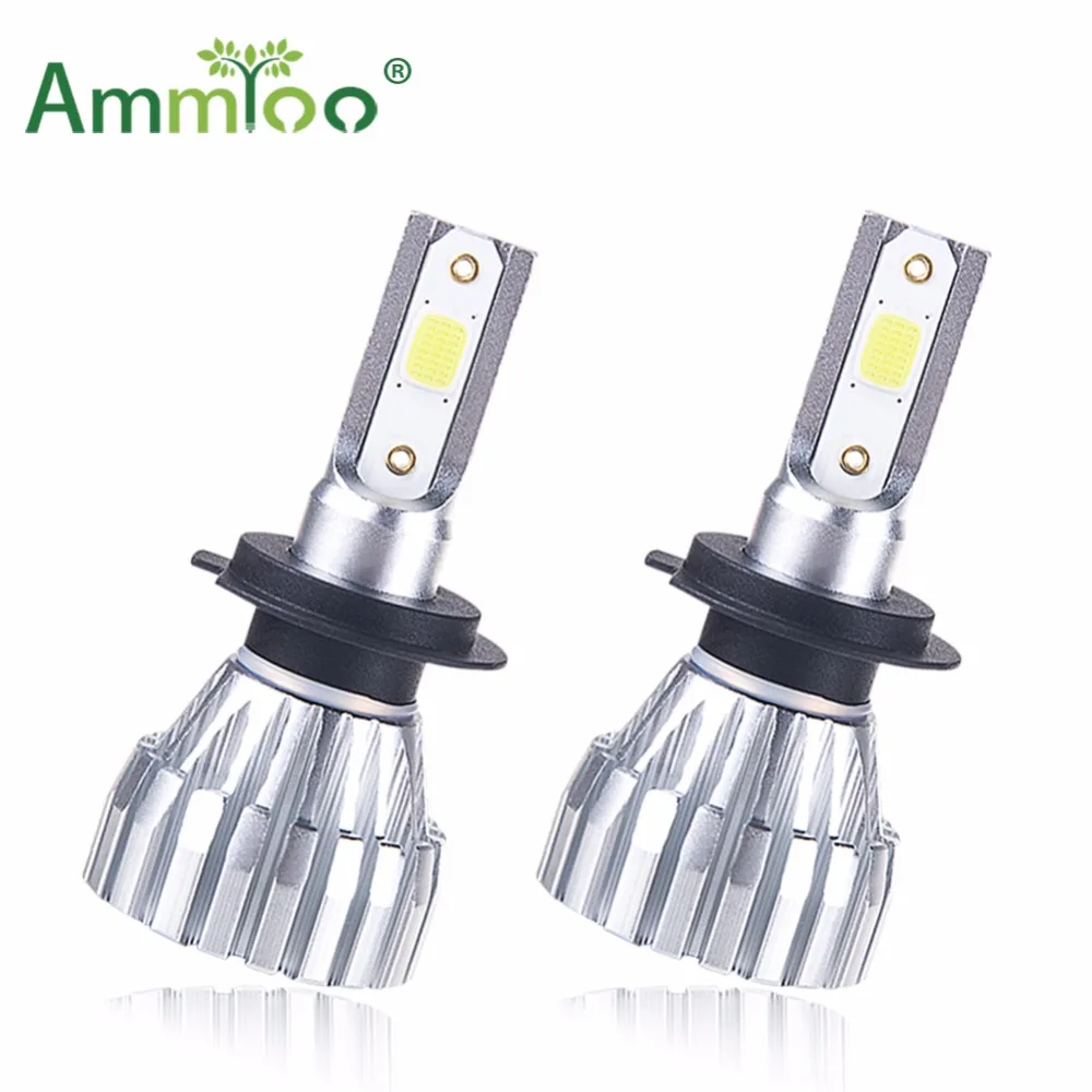 AmmToo Автомобильные фары H7 LED H4 H1 H11 H3 9005 HB3 9006 HB4 9012 50 Вт 6500K 12 в 24 В COB чипы