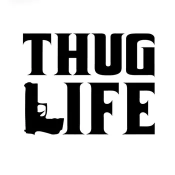 

15.2CM*11.6CM Thug Life Sticker Tupac Gangster Funny Hater Shakur Car Gun Decals Car Sticker And Styling Black Sliver C8-1052