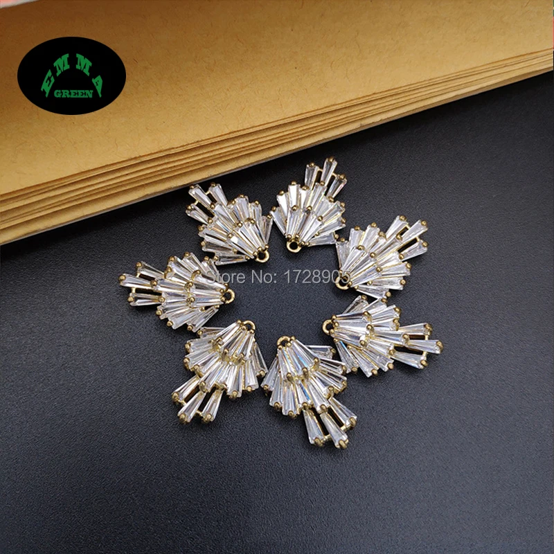 

Brass with Zircon Charms Pendants Copper Earrings making Dangle Flower Charm Jewelry Findings Accessories 18 mm 10 pcs