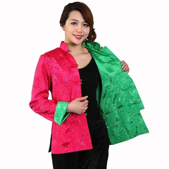 

Vintage Reversible Chinese Women Silk Satin Jacket Single Breasted Coat Tai Chi Kungfu Clothing Size S M L XL XXL XXXL M-78