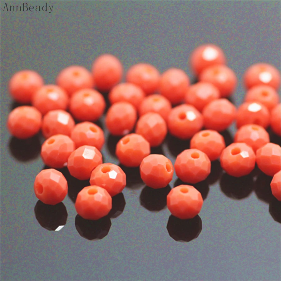 AnnBeady, одноцветные коралловые Красные Бусины 3*4 мм, 145 шт, австрийские граненые Хрустальные стеклянные бусины, бусины для изготовления ювелирных изделий