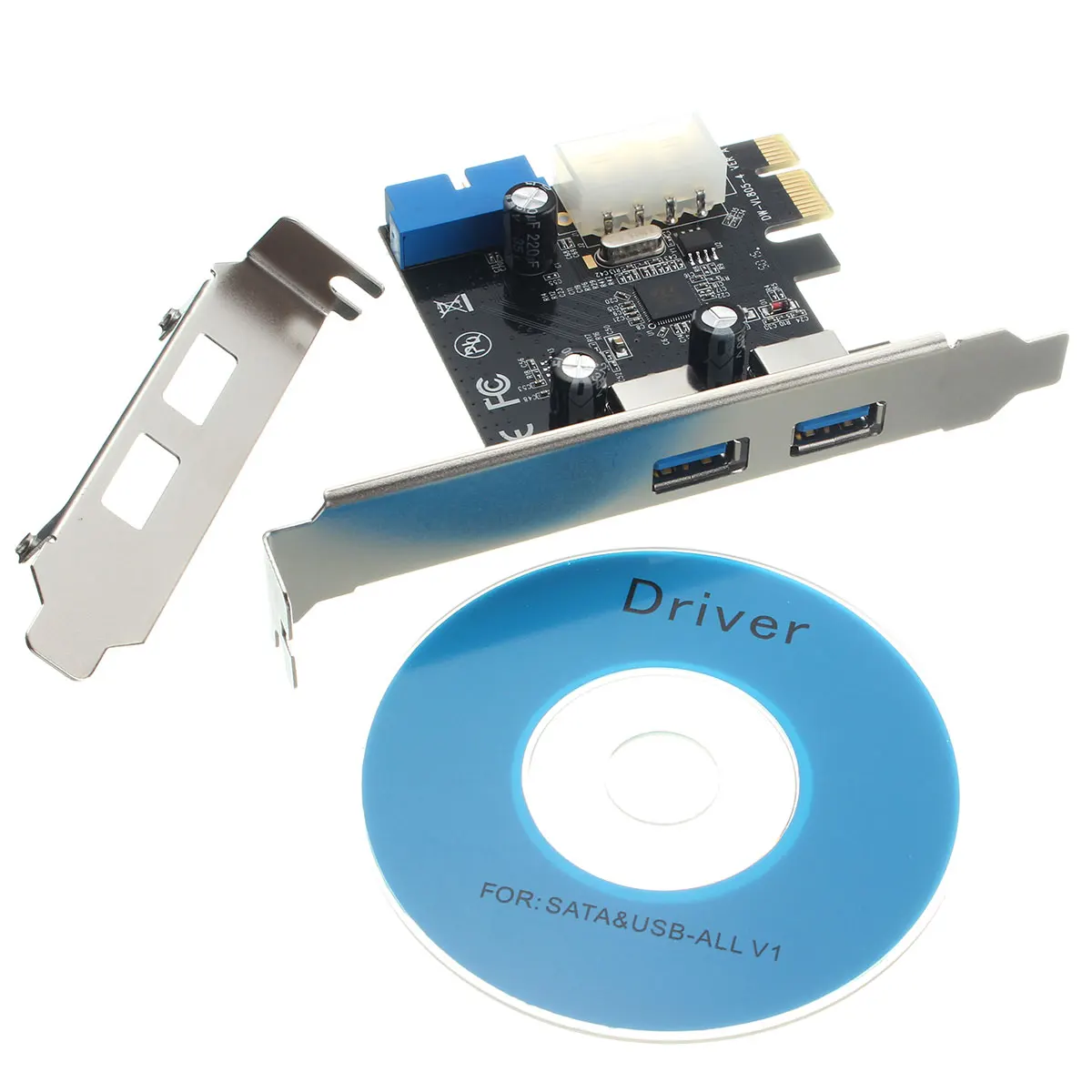 

USB3.0 2-Port SATA 5Gbps 19-pin Intenal PCIe Express Controller Card+Bracket+CD